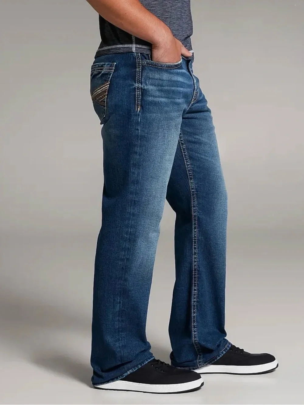 BKE Tyler Straight Stretch Jeans Mens 36XL Blue Distressed Denim Pants